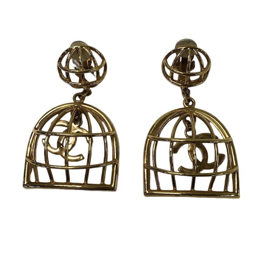 シャネル 鳥かご ココマーク ゴールド イヤリング