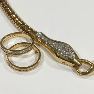 K18 金製チョーカー ダイヤ付きリング