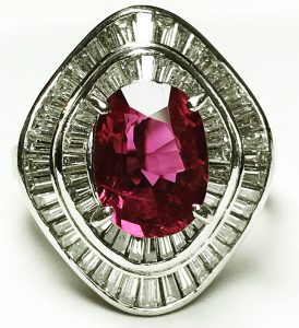 Pt900 ルビー3.09ダイヤ1.02リング